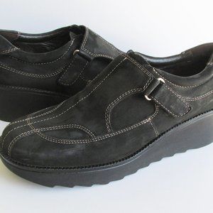 DONALD J. PLINER SPORT Black Leather Wedge Shoes Wm's sz 9